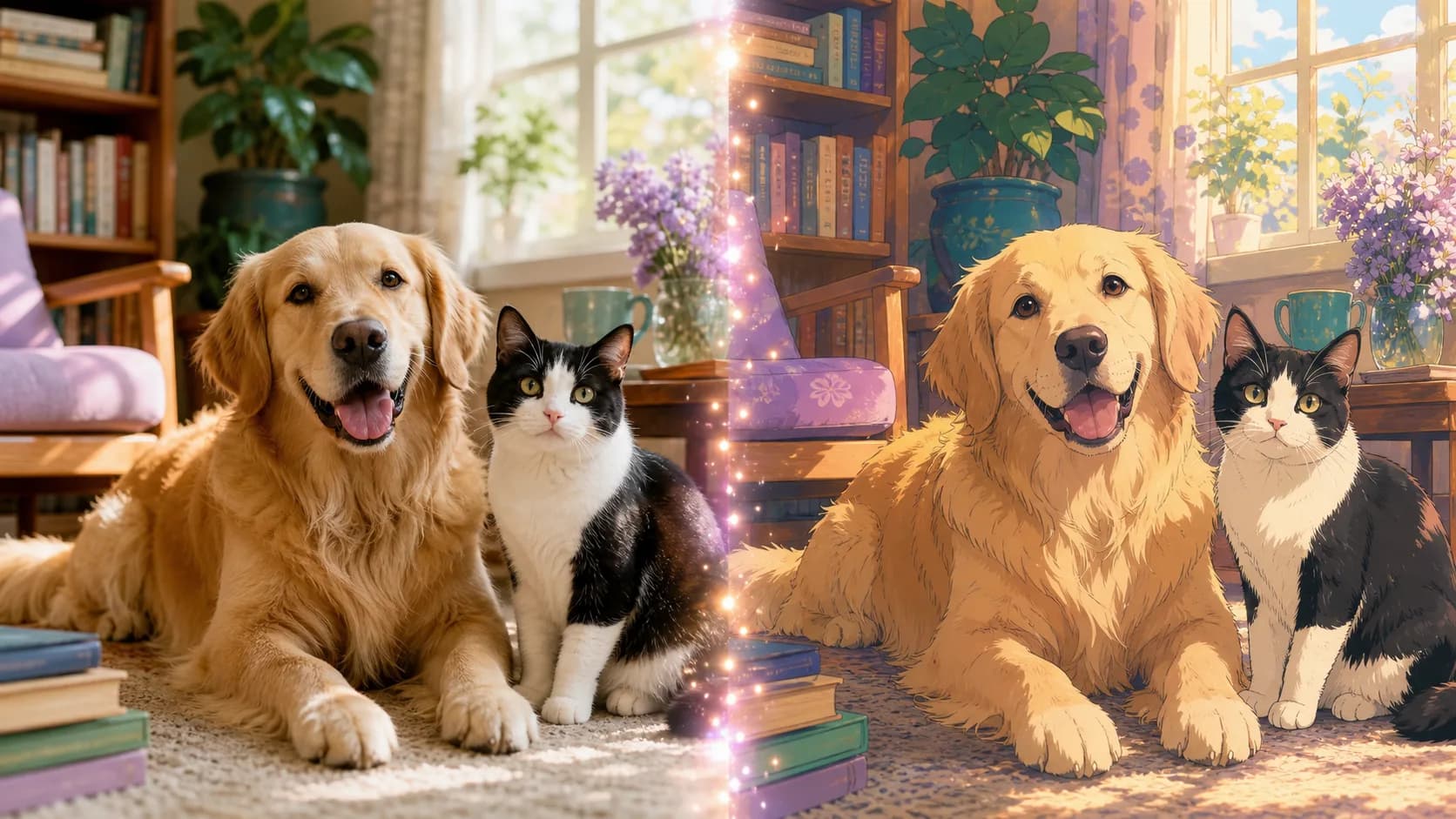 Anjing dan kucing diubah menjadi karakter anime yang nyaman